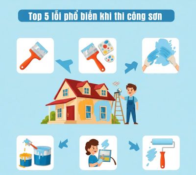 🧱 Top 5 lỗi phổ biến khi thi công sơn &amp; cách khắc phục bằng thiết bị hiện đại