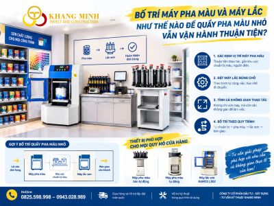 BỐ TR&Iacute; M&Aacute;Y PHA M&Agrave;U V&Agrave; M&Aacute;Y LẮC NHƯ THẾ N&Agrave;O ĐỂ QUẦY PHA M&Agrave;U NHỎ VẪN VẬN H&Agrave;NH THUẬN TIỆN?